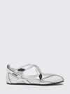 Attico Cross Strap Mesh Ballet Flats Round Toe In White