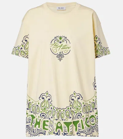 Attico Bandana Oversized Cotton Jersey T-shirt In Brown
