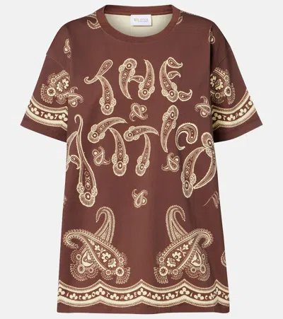 Attico Bandana Oversized Cotton Jersey T-shirt In Brown