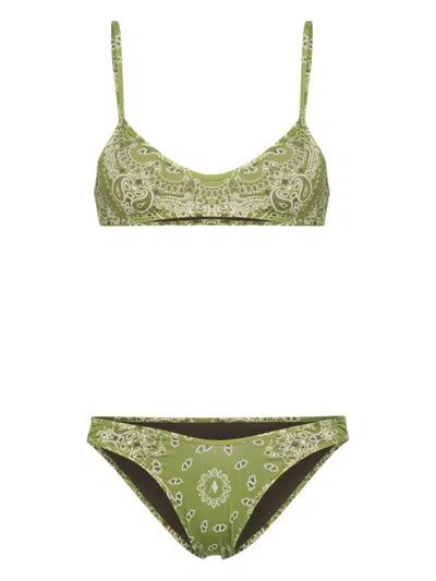 Attico Bandana-print Bikini Set In Green