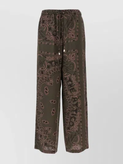 Attico Bandana Print Elastic Waist Relaxed Trousers In Brown