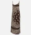 Attico Bandana Printed Muslin Midi Dress In Brown
