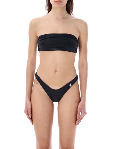 Attico Bandeau Bikini Lycra Wet In Black