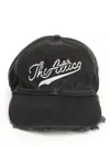 Attico Baseball Cap With Embroidery Logo And Frayed Hem In Black
