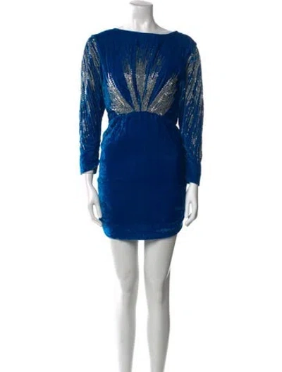 Pre-owned Attico Bateau Neckline Mini Dress In Blue