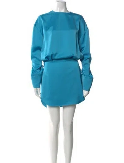 Pre-owned Attico Bateau Neckline Mini Dress In Blue