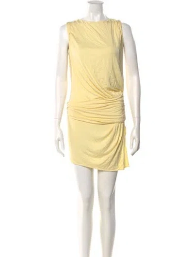 Pre-owned Attico Bateau Neckline Mini Dress In Yellow