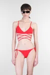 Attico Wrap-around Straps Triangle Top Bikini In Red