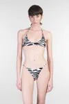 Attico Zebra Triangle Halter Neck Swimsuit