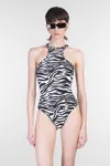 Attico Zebra Printed One Piece Swimsuit