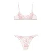 Attico Pink Bikini With Spaghetti Straps And All-over Print In Tech Fabric Stretch Woman In Pink
