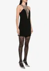 Attico Bead Embellished Mini Dress In Black