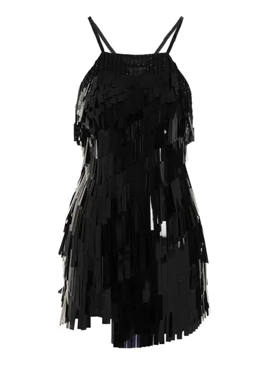 Attico Beaded Black Sequin Mini Dress