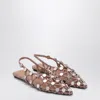 Attico Suede Flats With Open Design And Studs In Beige