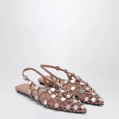 Attico Suede Flats With Open Design And Studs In Pink
