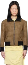 Attico Beige & Brown Houndstooth Bomber Jacket In 064 Brown