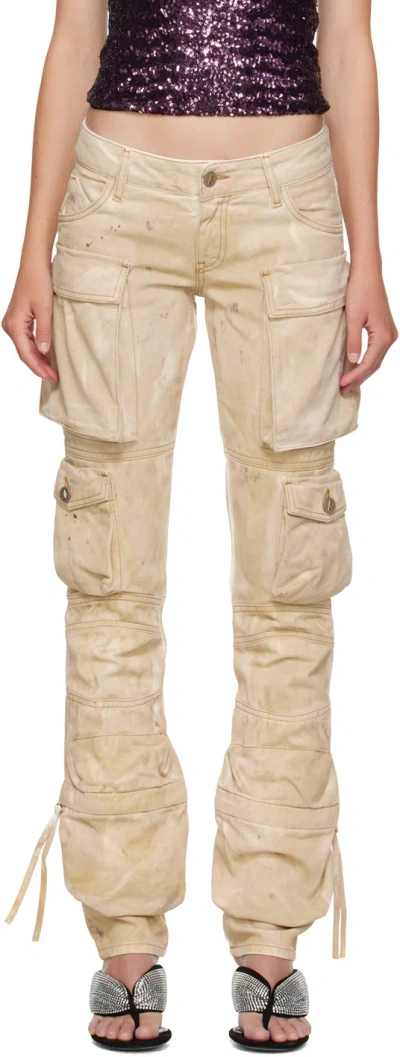 Attico Essie Long Cargo Pants In Beige