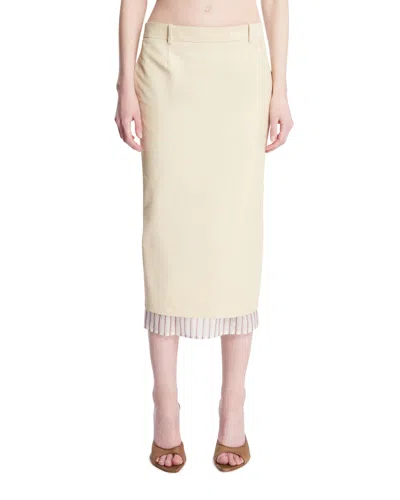 Attico Beige Midi Pencil Skirt In Neutral