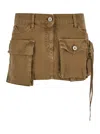Attico Fay Denim Cargo Miniskirt In Beige