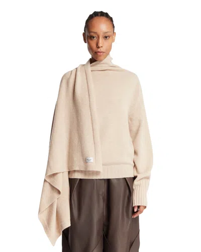 Attico Draped-detailing High-neck Sweater In Brown