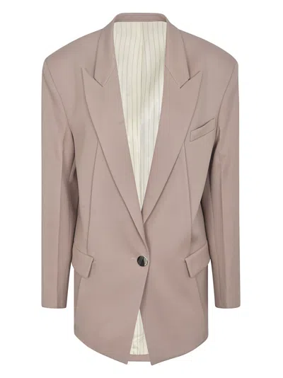 Attico Beige Single Breasted Blazer In Pink