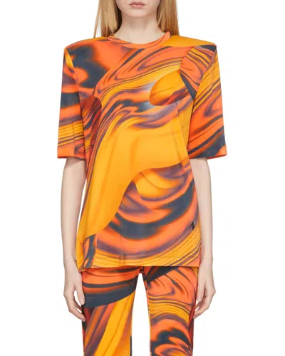 Attico Bella Abstract-print T-shirt In Yellow