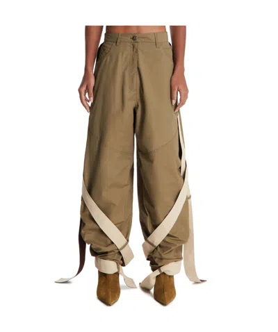 Attico Belt Loop Casual Pants In Brown