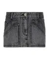 Attico Gray High-waisted Slim Fit Denim Mini Skirt In Black