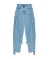 Attico Blue Jeans With Maxi Drawstring On The Front And Logo Patch On The Rear In Denim Woman