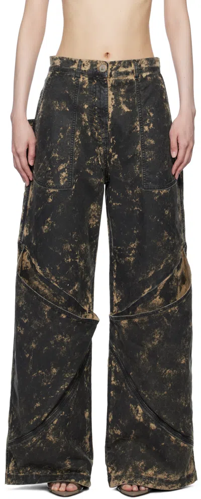 Attico Belt Loop Jeans In 736 Beige/black