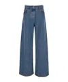 Attico Blue Wide Jeans With Double Waistline In Denim Woman In Blue