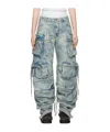 Attico Fern Cargo Denim Pants In Gray
