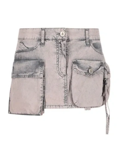 Attico Belt Loop Skirt In Gray