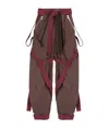 Attico Brown Pants With Side Zip Pockets And All-over Applied Bands In Cotton Blend Woman In Brown