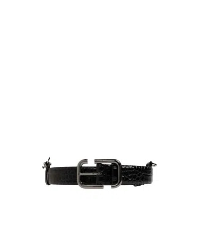 Attico Crocodile-effect Chain-detail Belt In Black