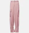 Attico Belted Cargo Pants In Pink