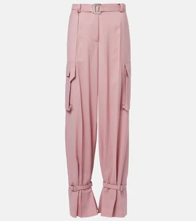 Attico Belted Cargo Pants In Pink