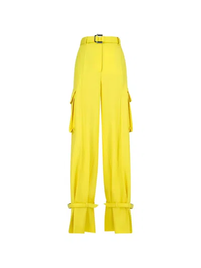 Attico Belted Cargo Trousers In Yellow