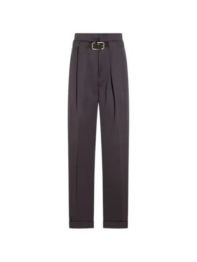 Attico Gabardine Pants With Belt In Purple