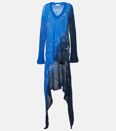 Attico Belted Printed Cotton Crochet Minidress In Multi