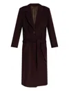 Attico Tailored Long Coat Featuring Waist Belt In Black