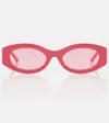 Attico Berta Oval Acetate Sunglasses In Coral/silver/pink