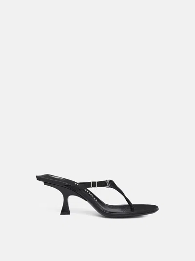 Attico Bes Embellished Grosgrain-trimmed Leather Mules In Black