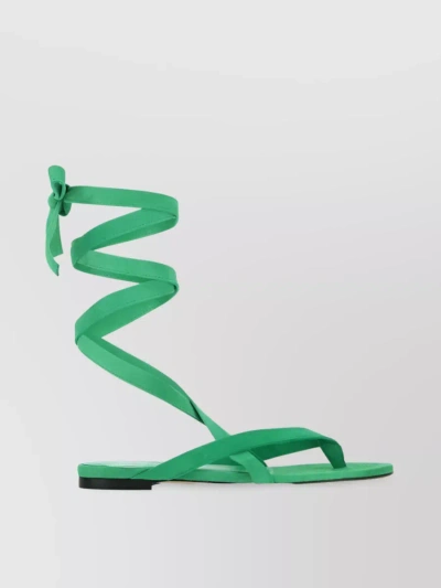 Attico Beth Leather Lace-up Sandals In Green