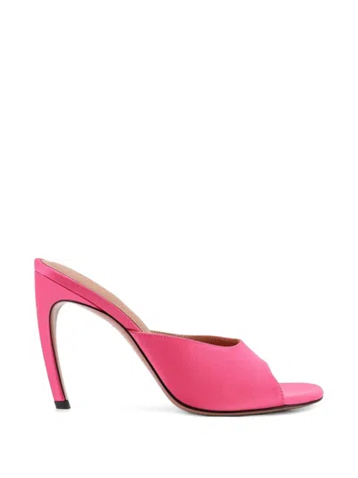 Attico Open Toe Stiletto Heel Leather Mules In Pink