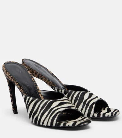 Attico Betta Zebra-print Calf Hair Mules In Multi