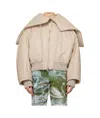 Attico Biege Padded Leather Bomber Jacket In Nude