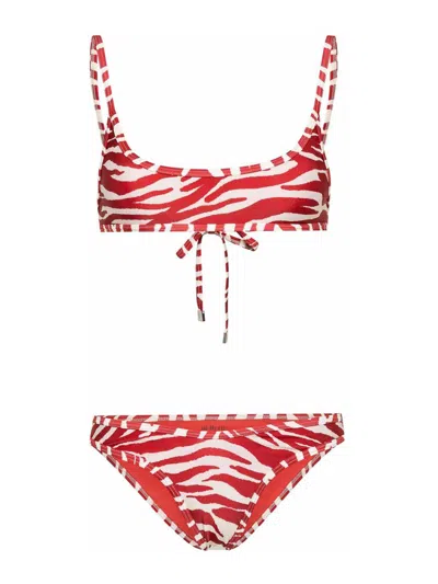 Attico Bikini Red E Milk In Red/milk