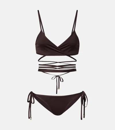 Attico Il Primo Bagno Wrap Bikini Set In Animal Print