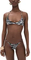 Attico Zebra Triangle Halter Neck Swimsuit In Multi